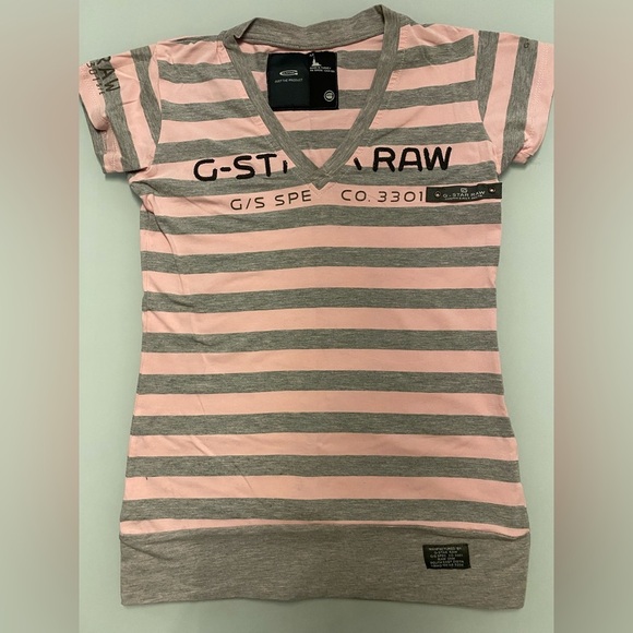 G-Star Striped Pink and Gray T-Shirt size S - Picture 2 of 5